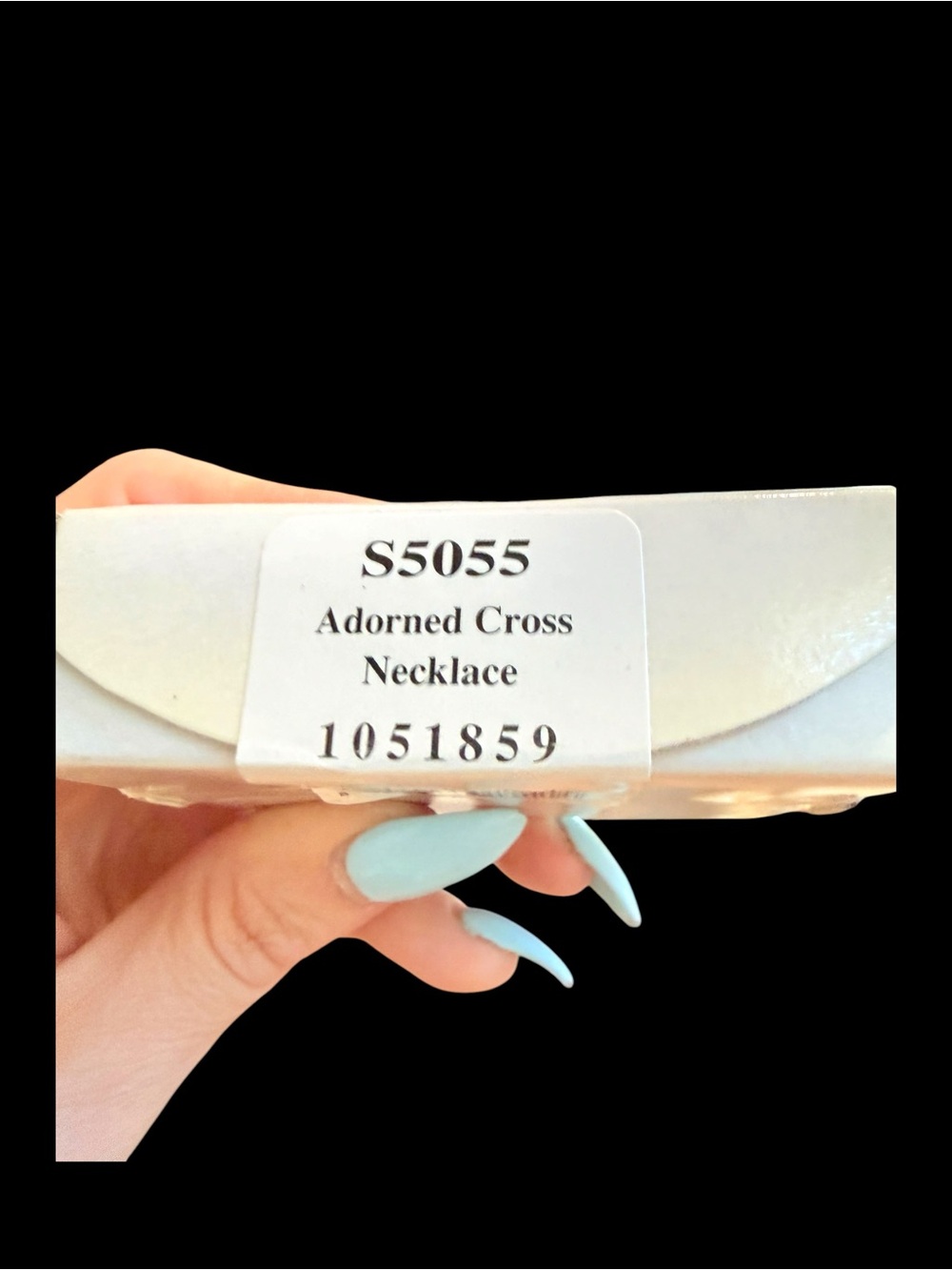 Designs Silver Faux Pearl Adorned Cross Necklace - Picture 5 of 7